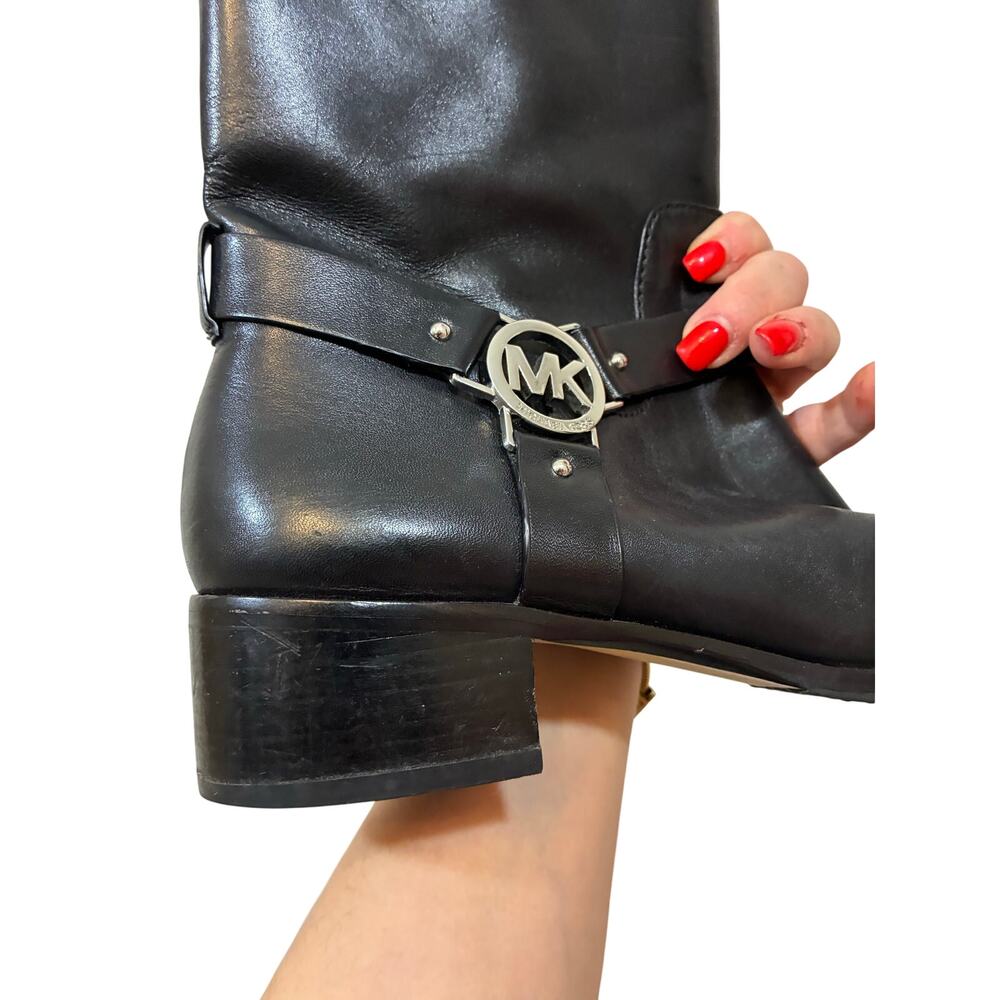 Michael Kors Fulton Harness Moto Biker Boots Black Leather Ankle Emo Grunge 8 - Picture 8 of 8